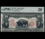 Fr. 122 1901 $10 Bison Legal Tender PMG 20